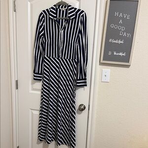 Striped Navy and White Maxi Dress
